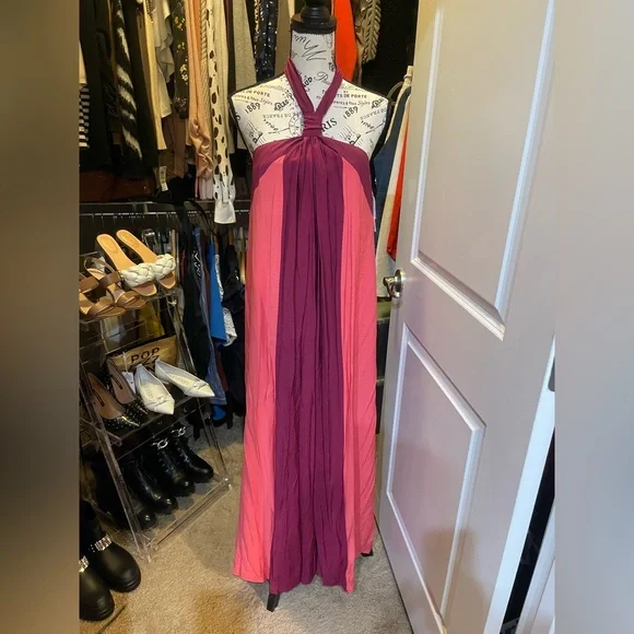 Nine West Dresses | Women's Nine West Halter Neck Colorblock Maxi Dress | Color: Pink/Purple | Size: S | Seoulful79's Closet